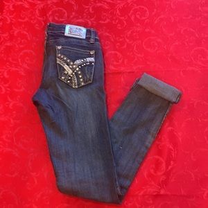 🌹Vintage - Twelve K USA • Y2K Embellished Jeans -Skinny - Stretch Denim